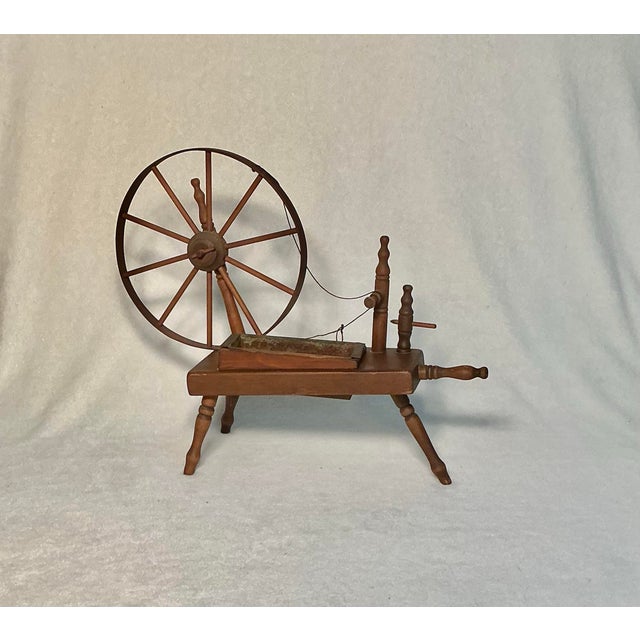 Vintage, mid century modern decorative rustic, farmhouse decor in a small/novelty table-top wooden, antique style spinning...