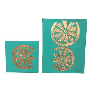 Coastal Citrus Collection Asymmetrical Oranges - Canvas Art, Designed by Cheryl P. Kohloff, 2 Pieces For Sale