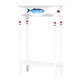 Coastal Story Console Table | Crab and Fish Design Small Entryway Table - Solid Wood For Sale