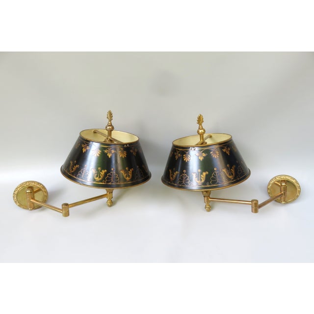 Modern Wall Lights Bouillotte in Bronze Gilded, France, 1970s, Set of 2 For Sale - Image 3 of 18