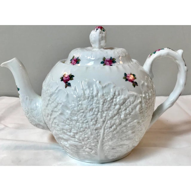Ceramic Vintage Spode Bridal Rose Pattern Cabbage Form Teapot For Sale - Image 7 of 7