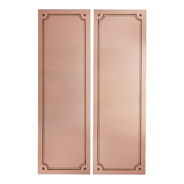 Pair of Rose Gold Back Painted Mirrors No. 06, France 1920s For Sale