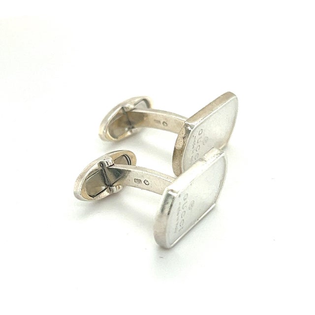 Silver 1990s Pair of Gucci Estate Mens Cufflinks Sterling Silver For Sale - Image 8 of 8