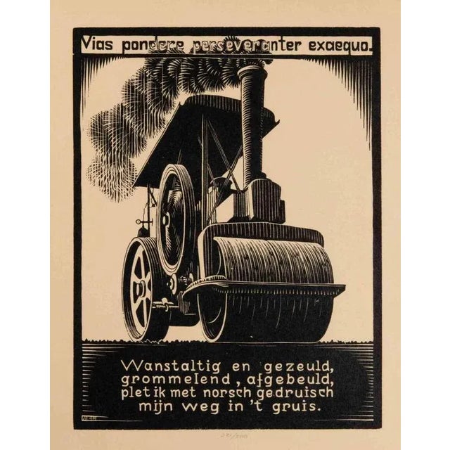 Modern Maurits Cornelis Escher, Steamroller, Woodcut, 1931 For Sale - Image 3 of 3