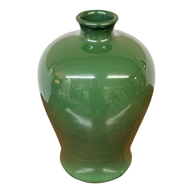 Antique Replica Chinese Green Crackle-Glaze Meiping Vase For Sale