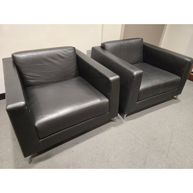 Bernhardt Design Calibra .02 Lounge Chair in Black Leather - A Pair For Sale In New York - Image 6 of 8