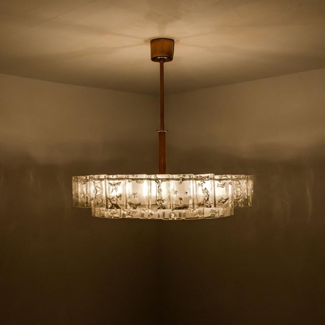Large Glass and Brass Pendant Light by Doria Leuchten, 1970s For Sale - Image 18 of 18