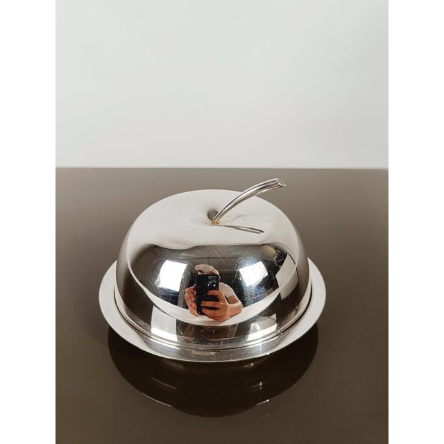 Fleuron Silver Plated Apple-Shaped Butter Box attributed to Lino Sabattini for Christofle, 1970s For Sale - Image 12 of 13