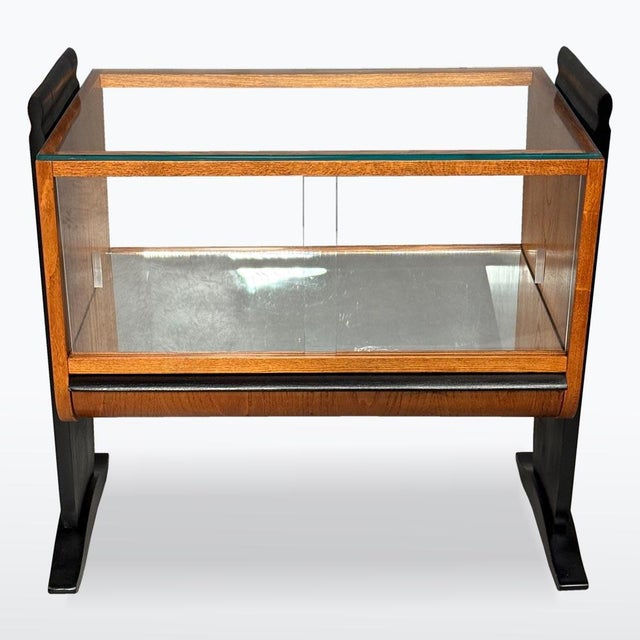Of the period: 1950s, design:, Jindřich Halabala, manufacturer: UP Závody, material: stained beech wood, glass, This bar...