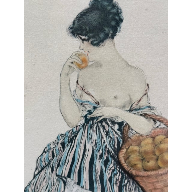 Early 20th Century Louis Icart "Le Panier De Pommes" Signed Lithograph For Sale - Image 12 of 12