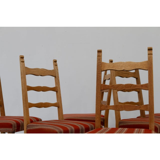 Vintage Danish Brutalist Oak Ladder Back Dining Chairs, 1960s, Set of 8 For Sale - Image 18 of 18