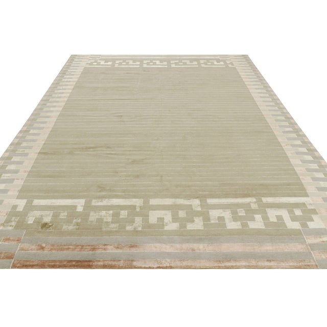 Rug & Kilim Rug & Kilim’s Austrian Art Deco Style Rug With Stripes and Geometric Patterns For Sale - Image 4 of 7
