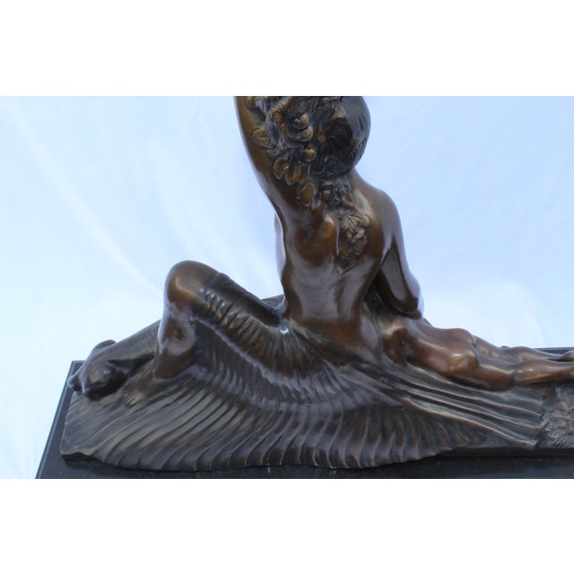 1990s 1990s Art Deco Sculpture Semi-Nude Girl with Boy and Dog After Delandre Large For Sale - Image 5 of 18