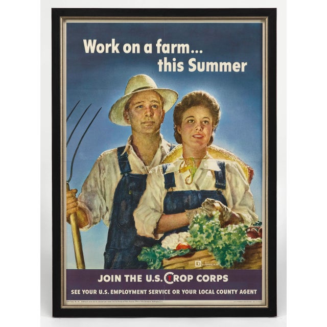 "Work on a Farm...this Summer. Join the u.s. Crop Corps" Vintage Wwii Recruitment Poster by Douglas, 1943 For Sale - Image 6 of 6