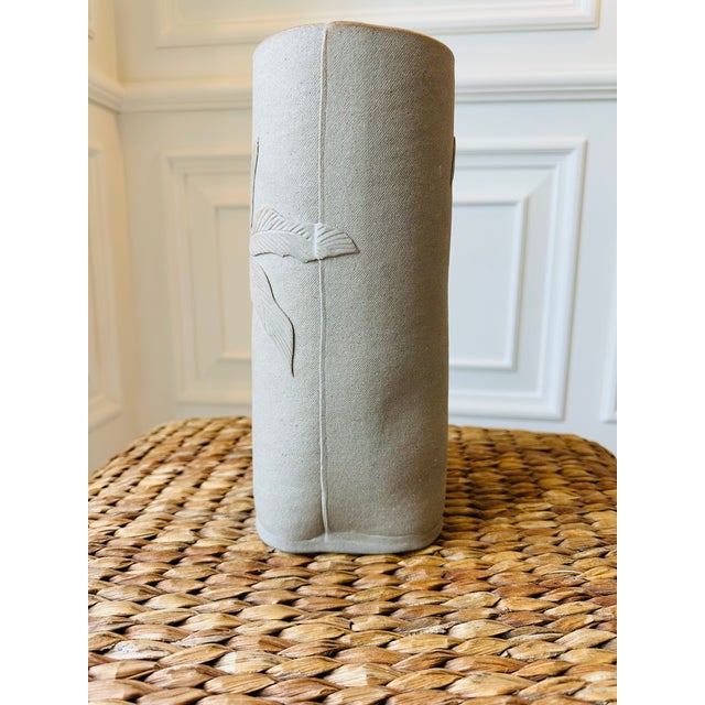 Vintage Handmade Signed 1980’s Matte Ceramic Vase With Palm Trees For Sale In Los Angeles - Image 6 of 17