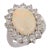 Mid Century Opal Diamond 14k White Gold Cocktail Ring, Size 4.5 For Sale