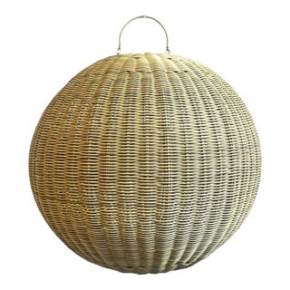 Outdoor Faux Rattan Globe Pendant Light 24" For Sale