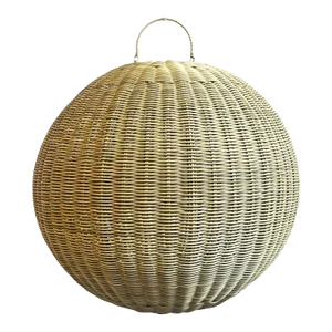 Outdoor Faux Rattan Globe Pendant Light 24"