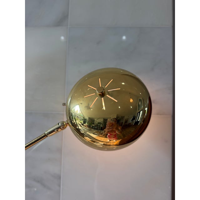 Vintage Italian Brass Arc Floor Lamp With Genuine White Marble Base | Mid-Century Modern For Sale - Image 4 of 9