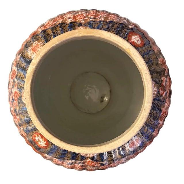 Gold Late 19th Century Japanese Imari Ribbed Porcelain Floor Vase For Sale - Image 8 of 11
