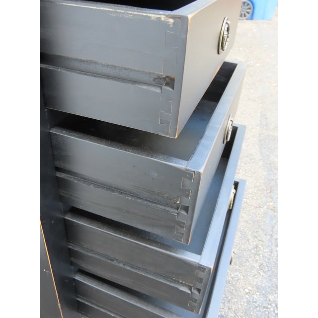 Late 20th Century Distressed Painted Black Tall Narrow Lingerie Jewelry Chest 6334 For Sale - Image 5 of 13