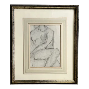 Early 20th Century French Academic Studio Abstract Figurative Drawing of a Nude Torso