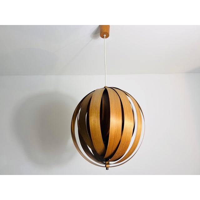 Mid-Century Wooden Pendant Lamp by Hans-Agne Jakobsson, Sweden, 1960s For Sale - Image 6 of 12