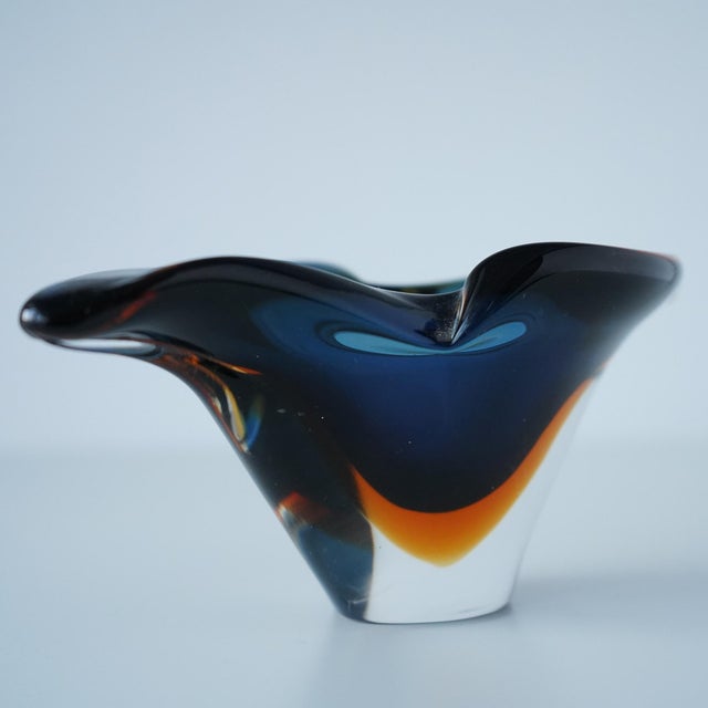 Glass Mid 20th Century Murano Sommerso Glass Catchall Vide Poche For Sale - Image 7 of 12
