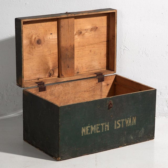 Antique Green Chest, 1910s For Sale - Image 5 of 7