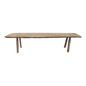 1930s Rustic Hand-Hewn Wood Low Console Table