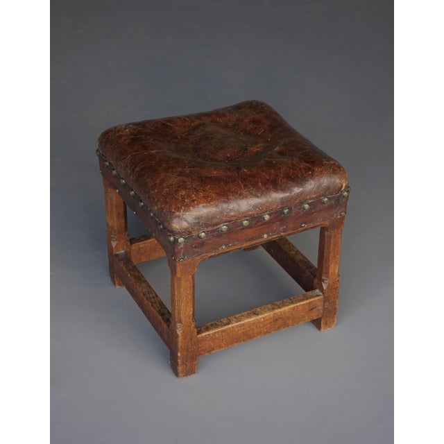 Small Leather Ottoman by Gordon Russell for Russell & Sons, 1920s For Sale - Image 4 of 8
