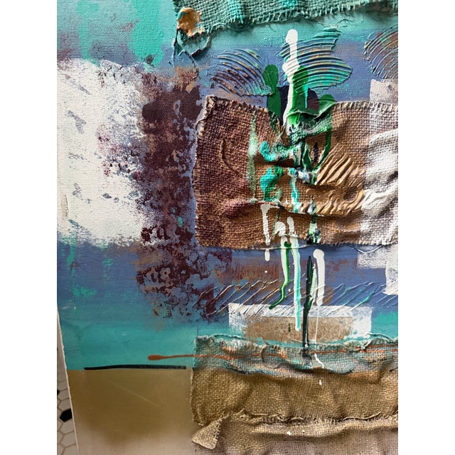 1980s Large Post-Modern 1980s Jeri Ledbetter Signed Abstract Mixed Media Painting For Sale - Image 5 of 12