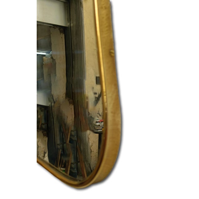 Gio Ponti Italian Brass Wall Mirror by Gio Ponti, 1960s For Sale - Image 4 of 9