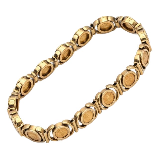 Late 20th Century 18k Bracelet With Mexican 24k Dos Peso Coins For Sale