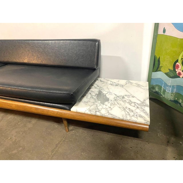 1960s Adrian Pearsall Attributed Daybed in Walnut With Carrera Marble Endtables For Sale - Image 11 of 16
