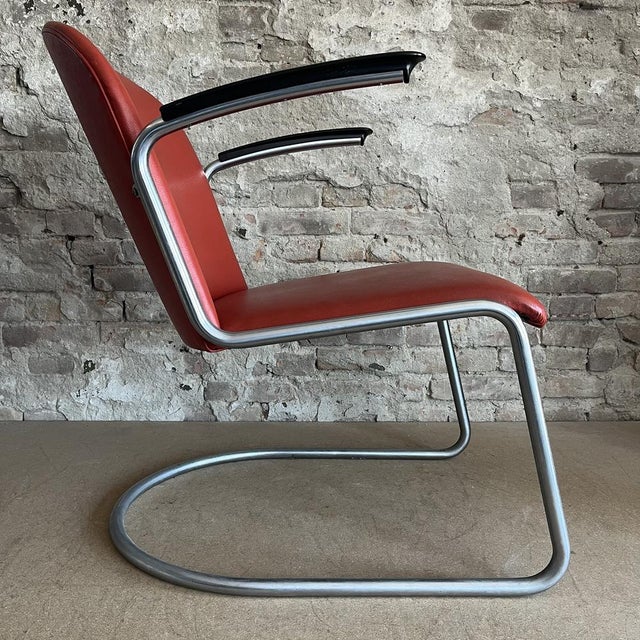 Industrial Gispen 413 Red Skai Chair by Willem Hendrik Gispen for Gispen For Sale - Image 3 of 16