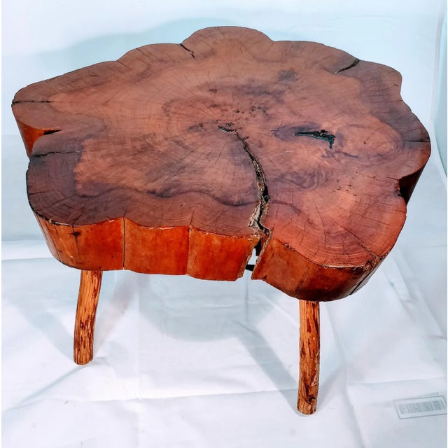Mid-Century Modern 1960 Live Edge Cypress Side Table For Sale - Image 3 of 12