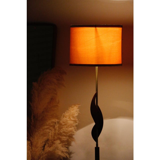 Wood Vintage Scandinavian Teak, Bakelite and Brass Floor Lamp, 1960s For Sale - Image 7 of 16