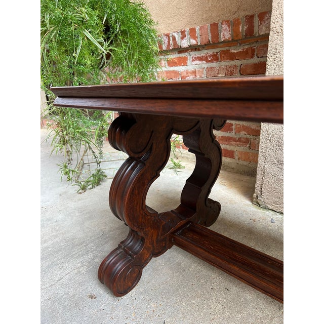 Antique French Coffee Table Carved Oak Bench Baroque Window Hall Seat C1900. For Sale - Image 17 of 18