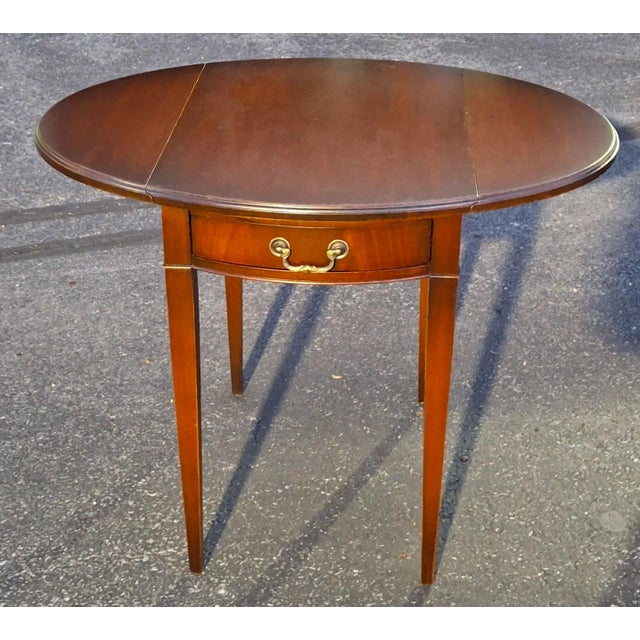 Pair 1940s Imperial Grand Rapids Genuine Mahogany Pembroke Tables, Refinished For Sale - Image 9 of 10