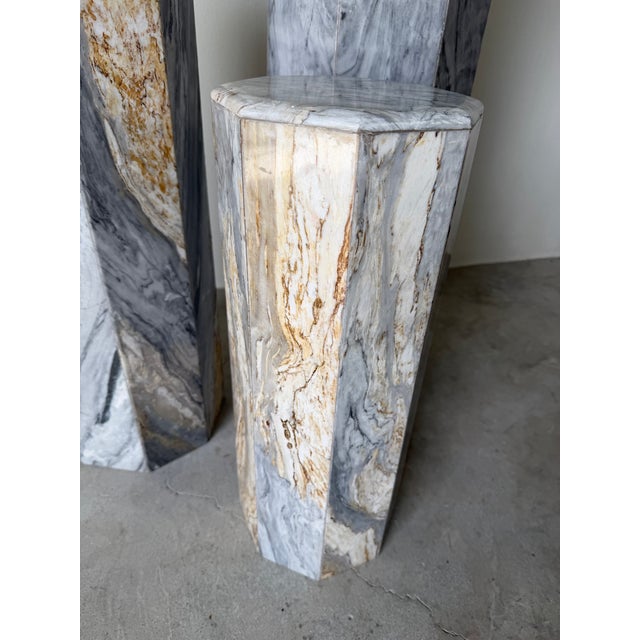 1980’s Postmodern Octagonal Marble Pedestals – Set of 3 For Sale - Image 12 of 12