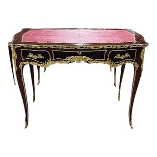 French Louis XVI Style Copper Desk With Gold Details For Sale