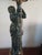1940s 1940 Art Nouveau Bronze and Brass Figural Statue Table Lamp With Shade For Sale - Image 5 of 12