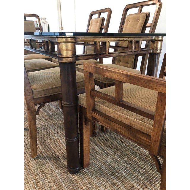 1970's Faux Bamboo Dining Set for 6 Glass Top For Sale In Denver - Image 6 of 7