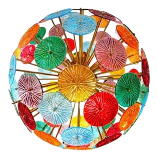 Sputnik Lamp with Murano Glass Discs, 1950s For Sale