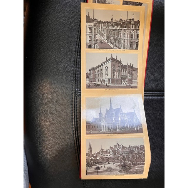 Illustration 1903 Antique German Panorama von Flensburg bis Alsen Foldout Photo Album Gilt For Sale - Image 3 of 5
