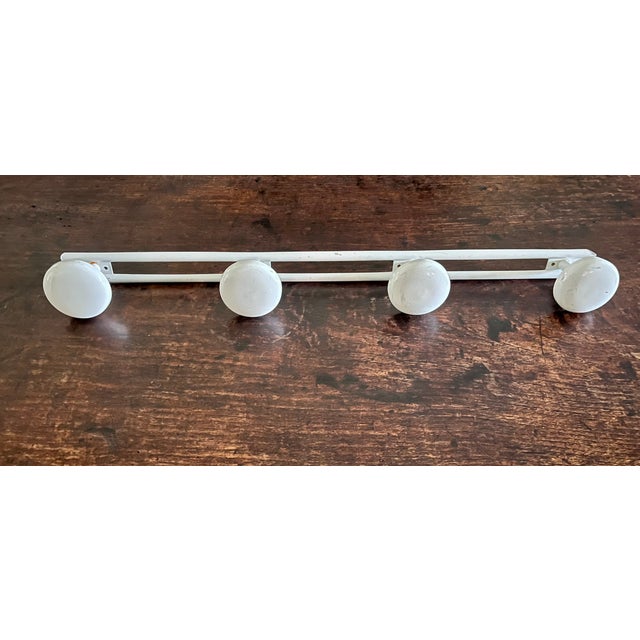 Mid 20th Century French White Enamel Four Peg Coat Rack For Sale - Image 15 of 16