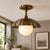 Brass Spun Solid Brass Dome Semi-Flush Mount With Opal Glass Globe For Sale - Image 8 of 8