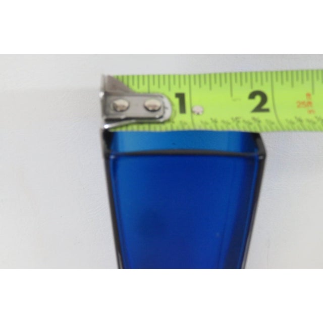 Cobalt Blue Glass Bud Vase Mid Century Modern Rectangular Murano Style 4922b For Sale - Image 9 of 12