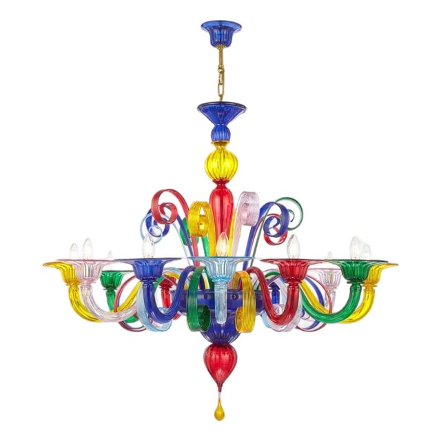 Twelve-Light Murano Chandelier by AZ Home For Sale